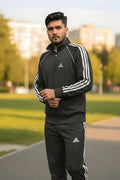 Black White Adidas 3-Stripes Tracksuit Front