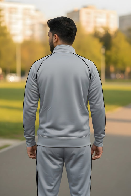 Grey Black Adidas 3-Stripes Tracksuit Back
